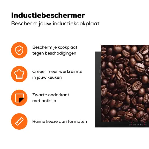 Bonen - Close-up - Donkerbruin Inductie beschermer vinyl 3mm klein -zzzzzzz-td-ups