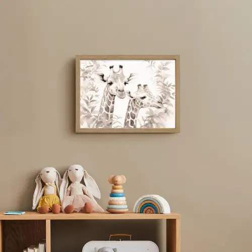 Giraffe - Bladeren - Bruin - Jungle - Kind Light Box met batterij (Wandlamp kind) middel -sfeer2_kind