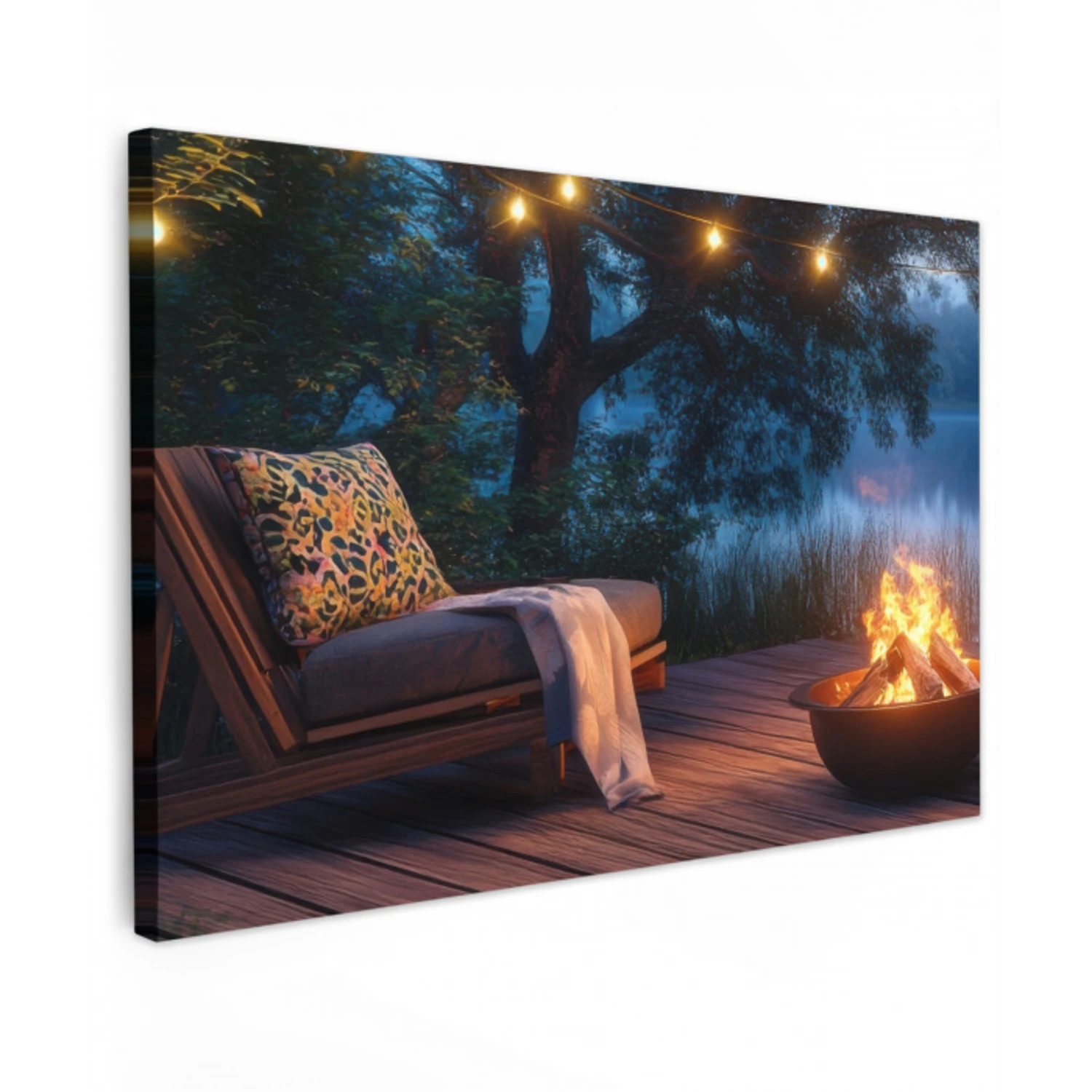 Kampvuur - Meer - Avondlicht canvas 2cm klein -z3d