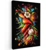 Groente - Peper - Knoflook - Graffiti - Verf - Kleurrijk Tuinposter op houten frame 2 cm dik klein -3d