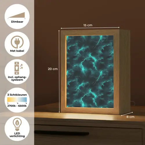 Turquoise - Bliksem  - Wolken Light Box met kabel (Tafellamp) klein 925 -USP_NL