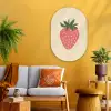 Aardbei - Minimalistisch - Rood - Fruit Wandcirkel Ovaal Glas middel -sfeer4