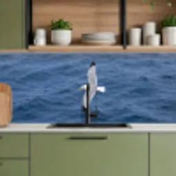 Zeemeeuw - Oceaan - Blauw keuken achterwand 2 middel -sfeer3