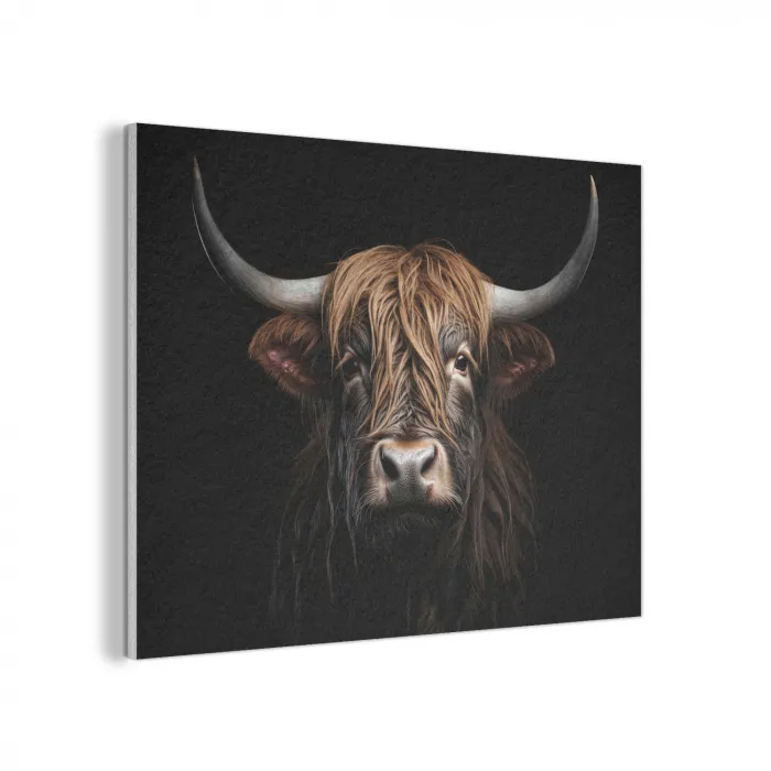 Schotse hooglander - Portret - Zwart - Dier PET vilt klein -3d