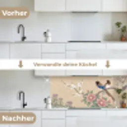 Bloemen - Vogels - Bloemen keuken achterwand 2 middel -voor-na_DE