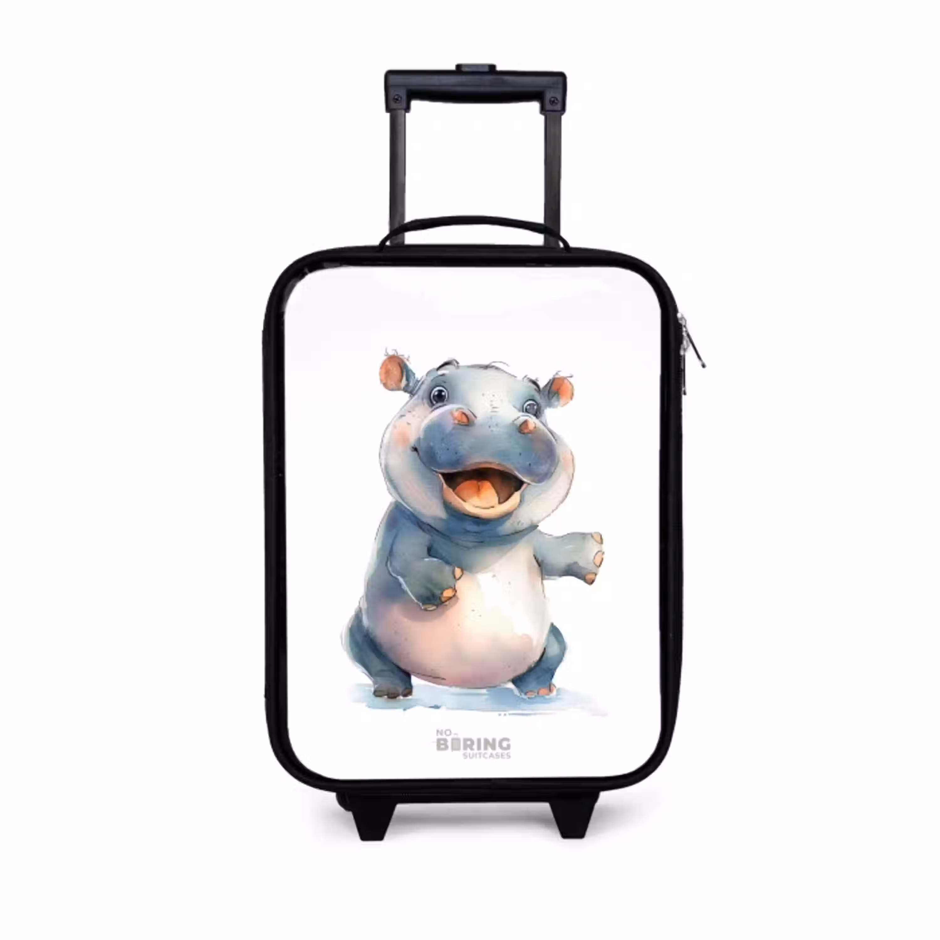 Baby nijlpaard Kinderkoffer - Zwart klein -3d