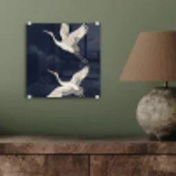 Kraanvogels - Nachthemel - Blauw plexiglas 5mm klein -sfeer3