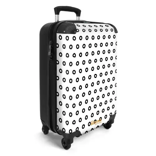 Zwarte cirkelvormige ringen over een witte achtergrond NBS - Handbagage koffer - Volwassenen Unisex middel -productfoto_3d
