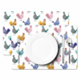 Kippen -Aquarel - Kleurrijk Placemat vinyl groot 368 -zzsfeer2_Kitchenyeah-website
