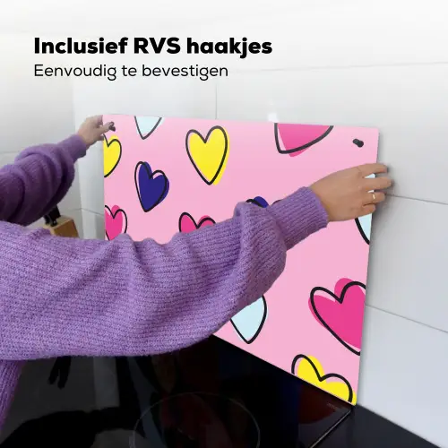 Hartjes - Valentijn - Patroon - Kleurrijk Inductie beschemer met haakjes klein -ky-ophangen-nl
