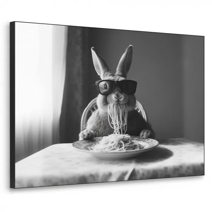 Konijn - Bunny - Zonnebril - Tafelkleed - Pasta - Schattig Textielframe - compleet frame klein -3d