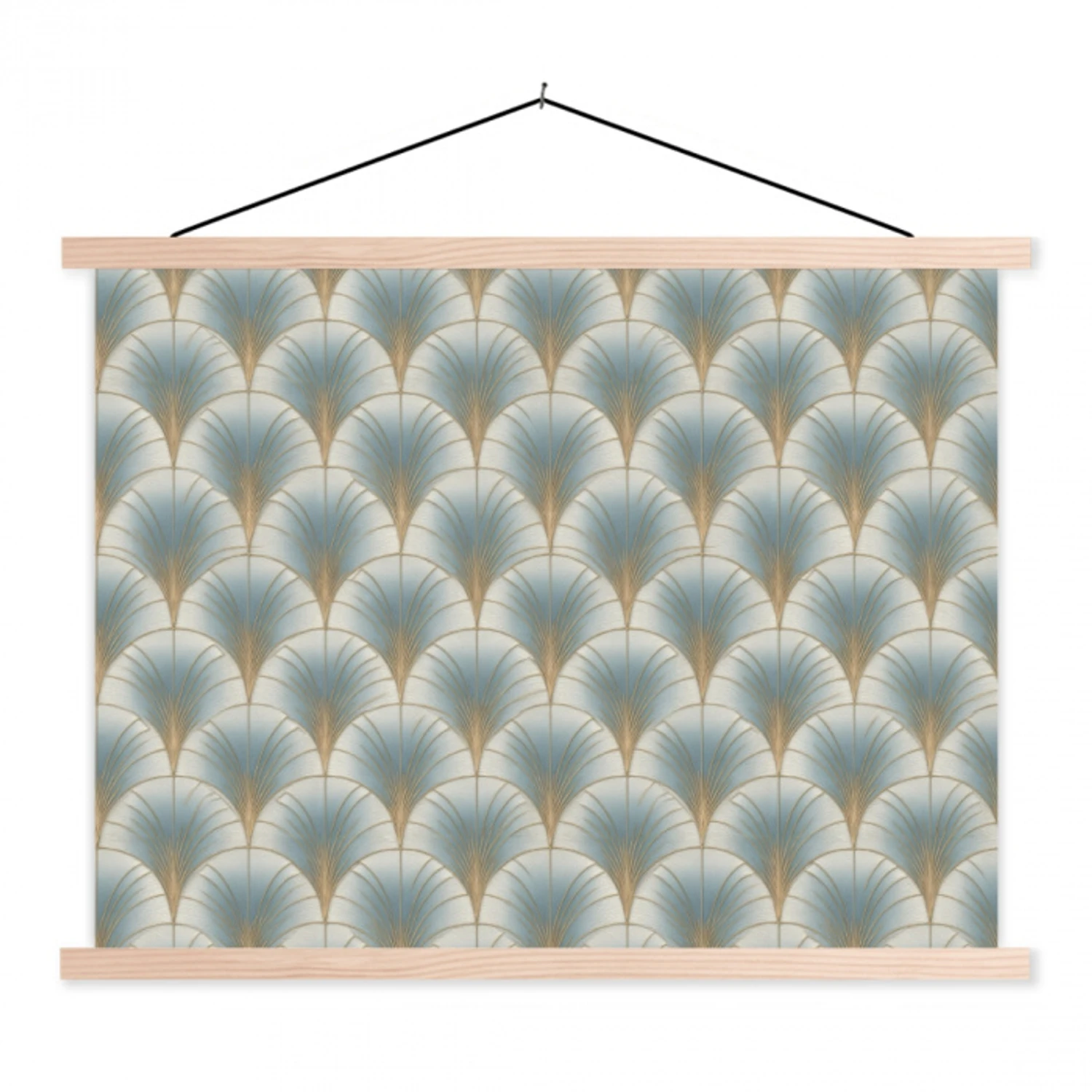 Waaier - Klassiek - Blauw textielposter latten blank klein 122 -3d