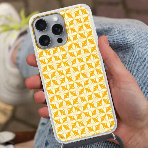 Patroon - Retro - Geel Hoesje iPhone 16 Pro Max met koord klein 804 -sfeer3