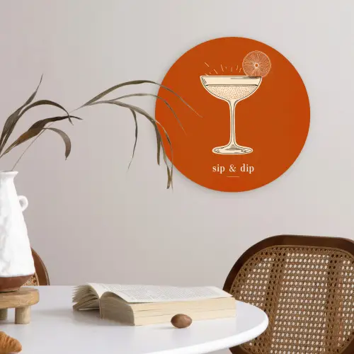 Cocktail - Oranje - Zomer - Quote Wandcirkel plexiglas klein -sfeer4