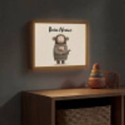 Aap - Roze bloemen - Speels Light Box met batterij (Wandlamp kind) middel -sfeer5_kind