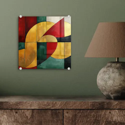 Abstract - Kerst - Goud - Rood - Groen plexiglas 5mm klein -sfeer3