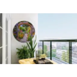 Doorkijk - Bloemen - Pad - Natuur Wandcirkel tuinposter met ringen klein -buiten1