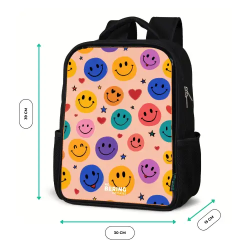 Vrolijk Smiley-patroon Rugzak - Zwart middel -productfoto_formaten