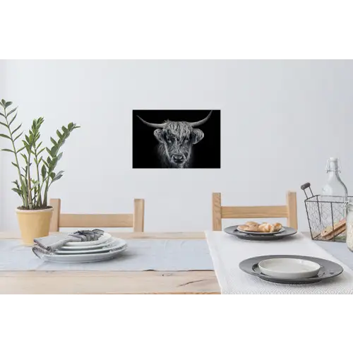 Schotse hooglander - Zwart - Koe - Dieren Muursticker klein -eettafel