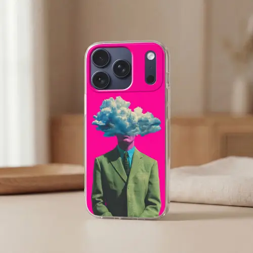 Man - Pak - Wolk - Roze Telefoonhoesje iPhone 17 Pro klein -sfeer2