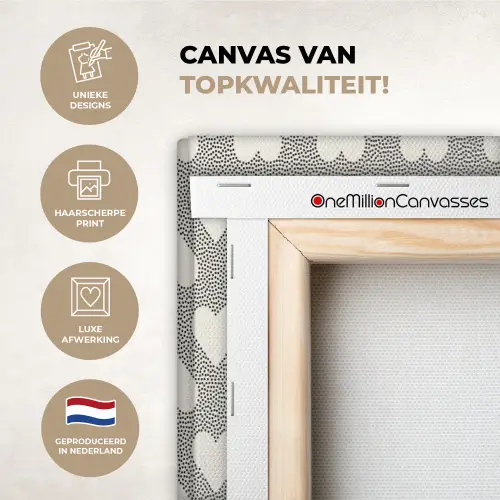 Stippen - Hart - Zwart - Wit canvas 2cm xxl 828 -sfeer2