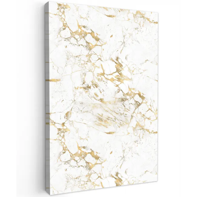 Wit - Marmer - Luxe - Goud Tuinposter op houten frame 2 cm dik klein 841 -3d
