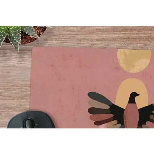 Illustratie - Vogel - Vlakken - Kleurrijk muismat rubber klein -closeup