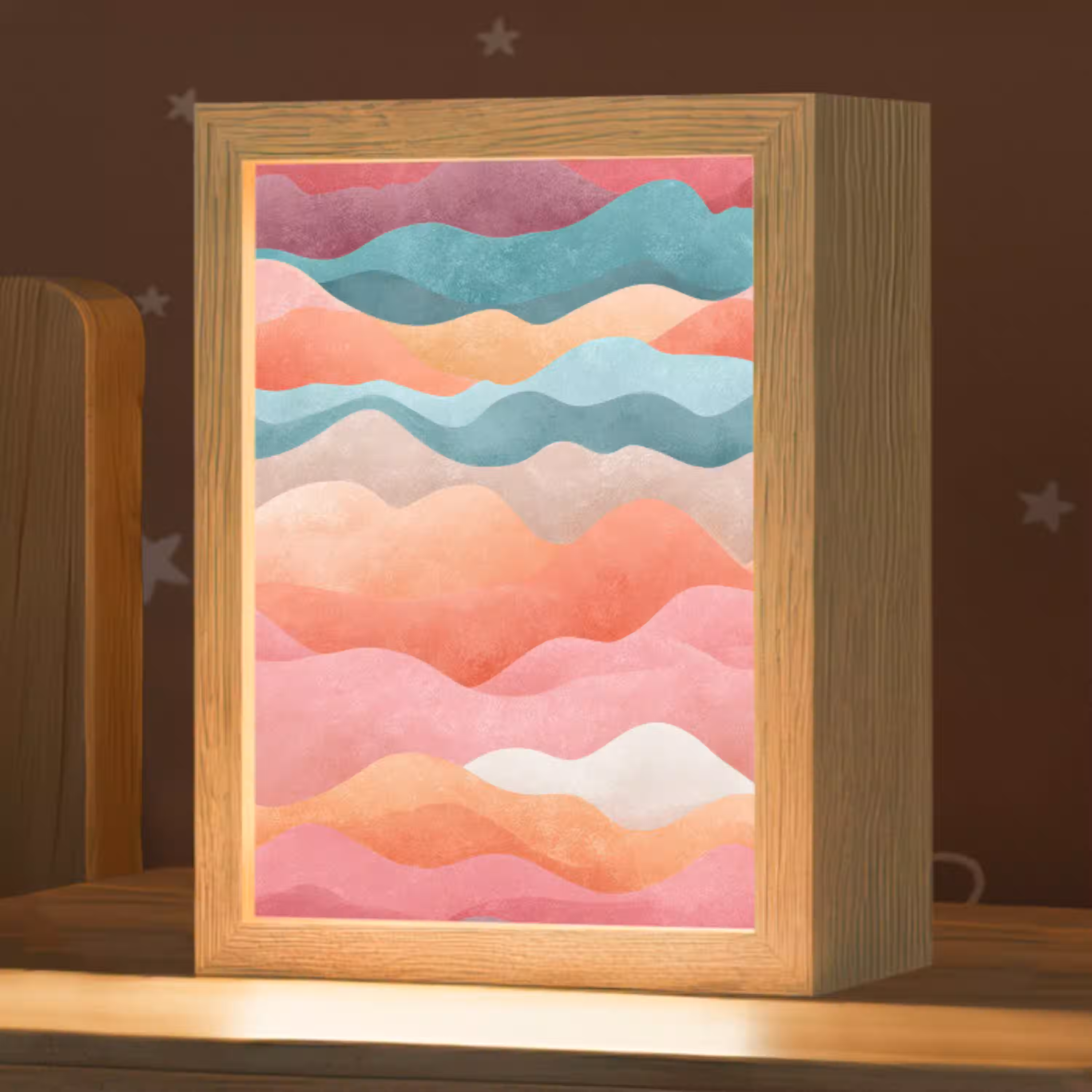 Golven - Kleurrijk - Abstract Light Box met kabel klein -zzz_3d_website