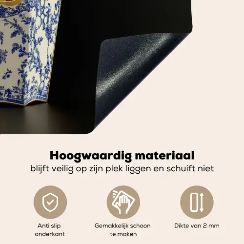 Friet - Porselein - Delfts blauw - Eten Inductie beschemer met haakjes klein -ky-onderkant-nl