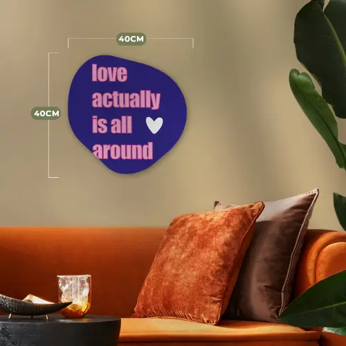 Tekst - Valentijn - Love - Blauw Wandcirkel Organisch Forex 3mm klein -sfeer3