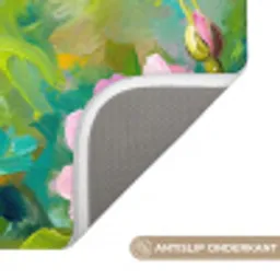 Kolibrie - Bloemen - Natuur - Kleurrijk Badmat klein -USP_AntislipNL