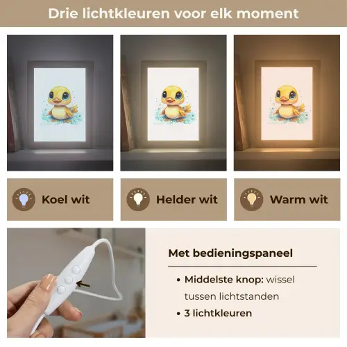 Eendje - Badeend - Geel Light Box met kabel klein -USP_lichtkleurNL