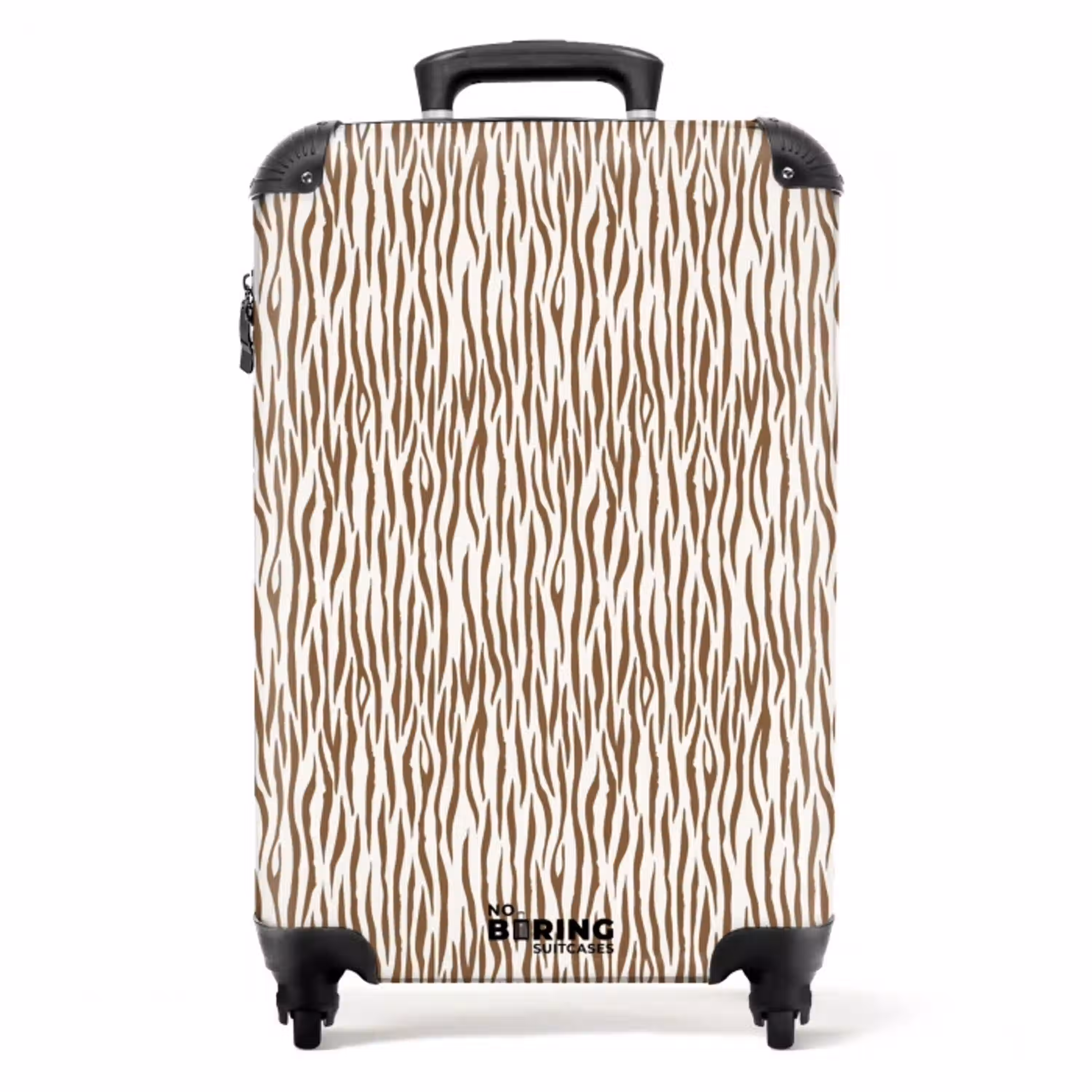 Bruine zebraprint op lichte achtergrond NBS - Handbagage koffer - Volwassenen Unisex middel -productfoto_recht
