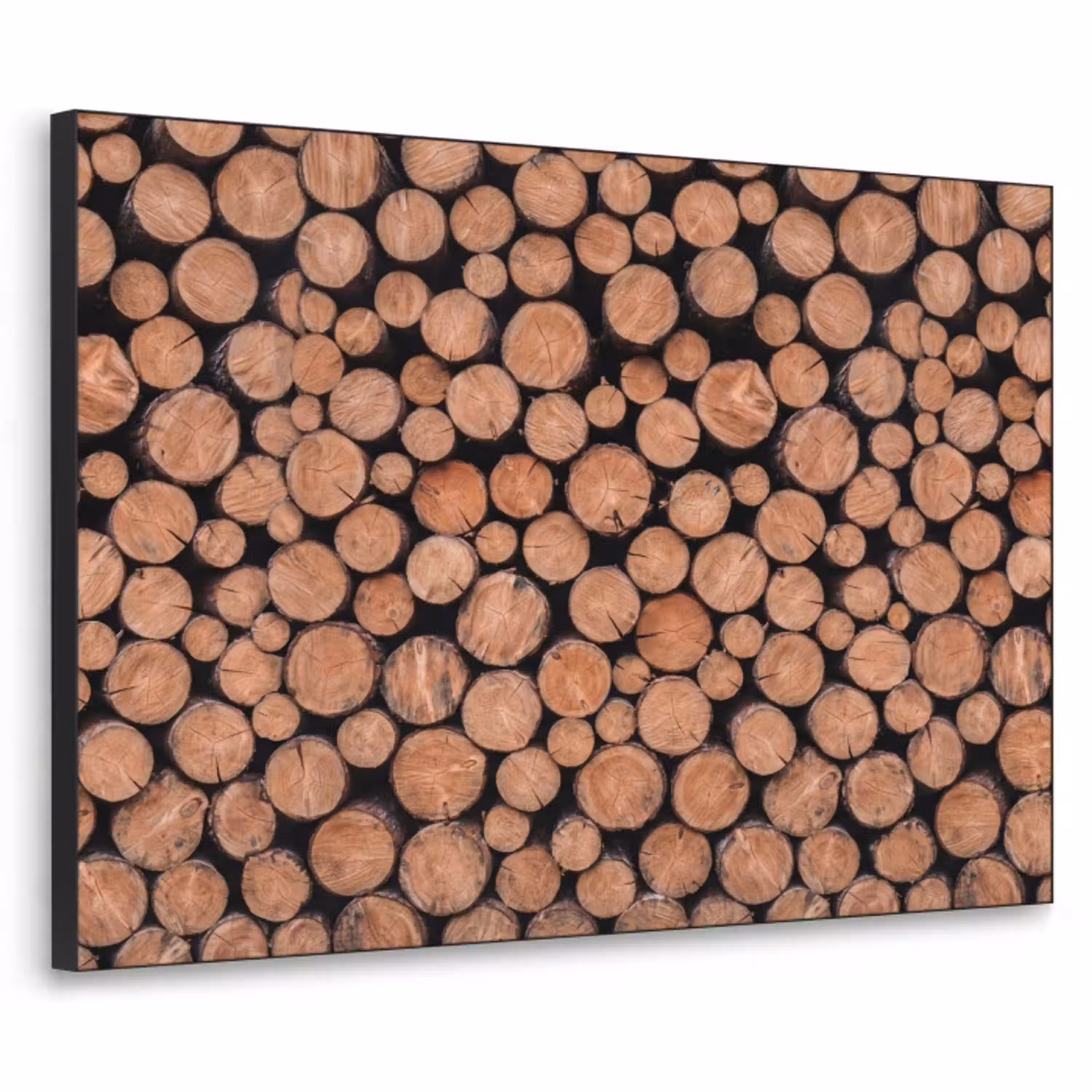 Houtblokken - Textuur - Patroon - Bruin - Rustiek Textielframe zwart klein -3d