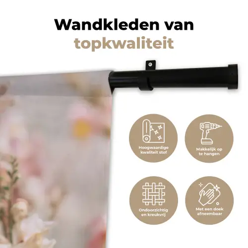 Bloem - Leeuwenbek - Roze - Stengel Wandkleed katoen klein -sfeer2
