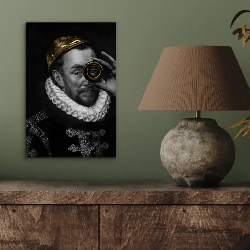 Willem van Oranje - Adriaen Thomasz - Goud - Lens aluminium wit klein -sfeer2