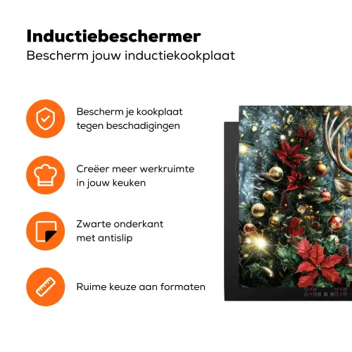Kerstfeest - Dennenbos - Rood Inductie beschermer vinyl 3mm klein -zzzzzzz-td-ups