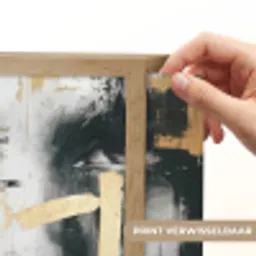 Portret - Vrouw - Penseelstreken - Goud Light Box met batterij (Wandlamp) middel -USP_websiteprintNL