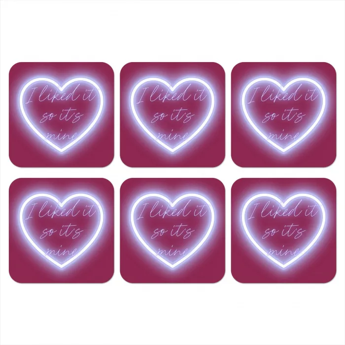 I liked it so it's mine - Neon hart - Roze onderzetter kurk middel -3d