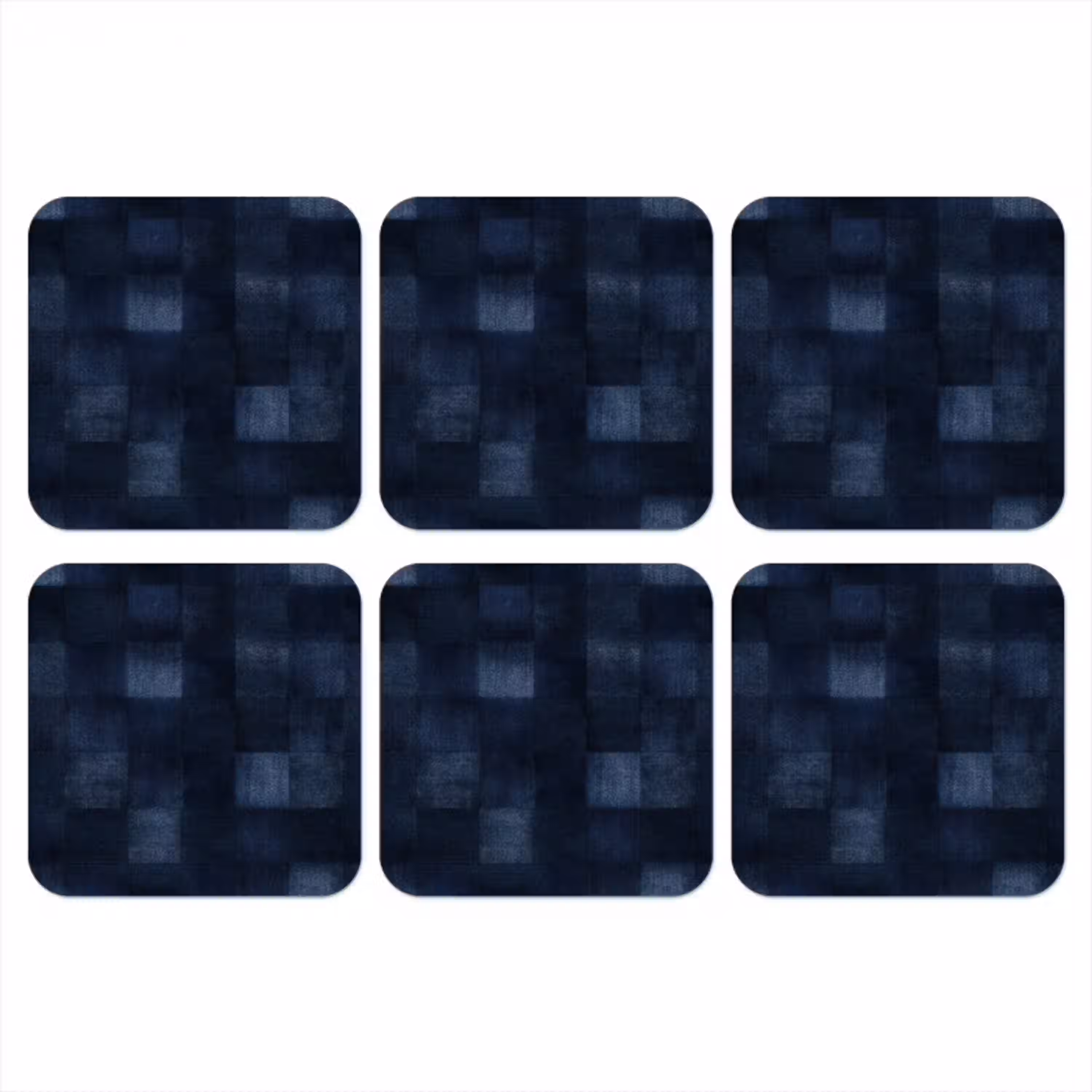 Patroon - Ruit - Marineblauw onderzetter kurk middel 366 -3d