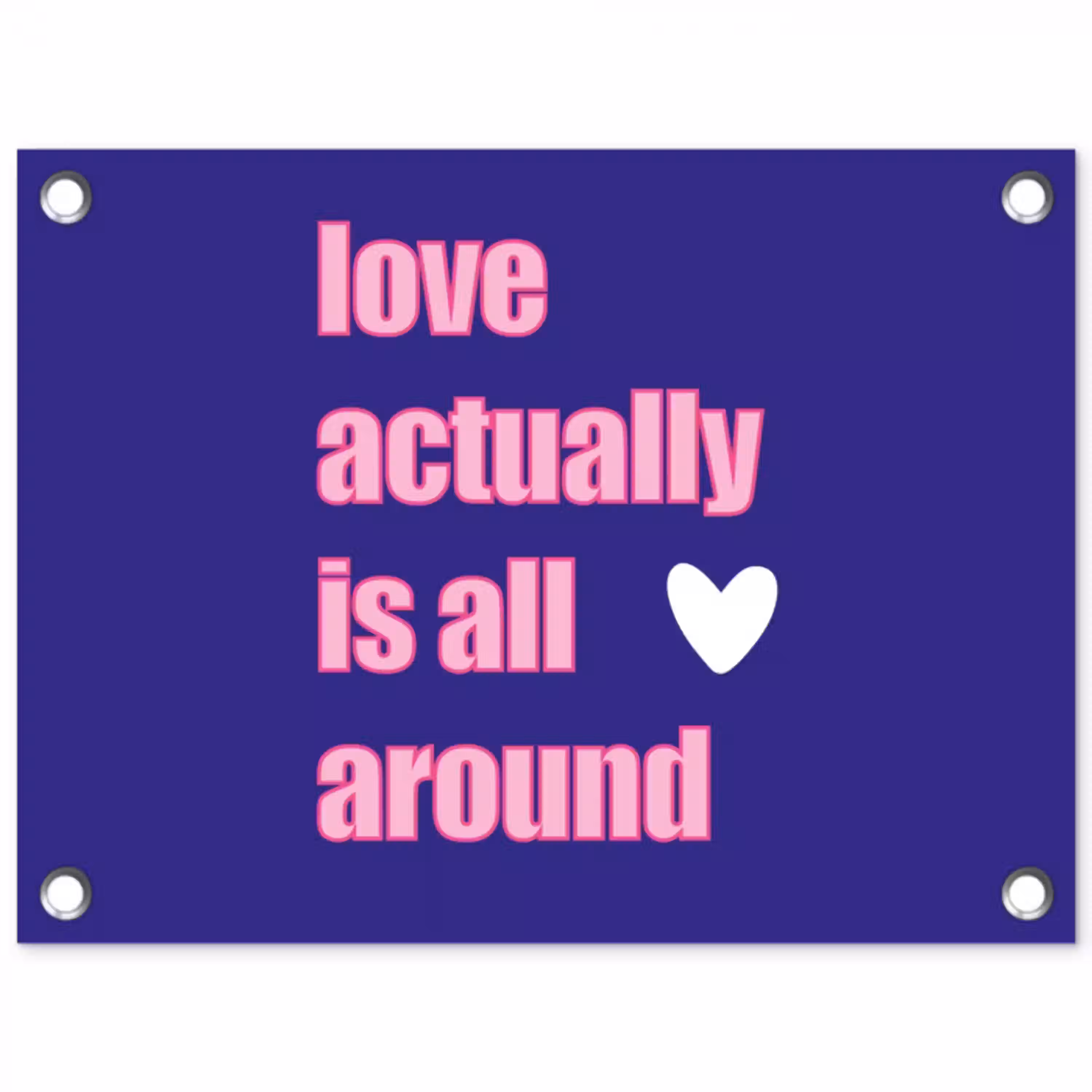 Tekst - Valentijn - Love - Blauw tuinposter los doek klein -3d