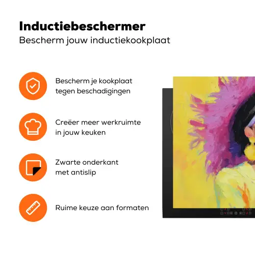 Vrouw - Hoed - Paars - Wijn Inductie beschermer vinyl 3mm klein -zzzzzzz-td-ups
