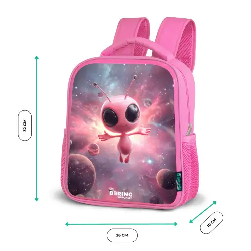 Roze Alien in Sterrennevel Kinderrugzak - Roze middel -productfoto_formaten