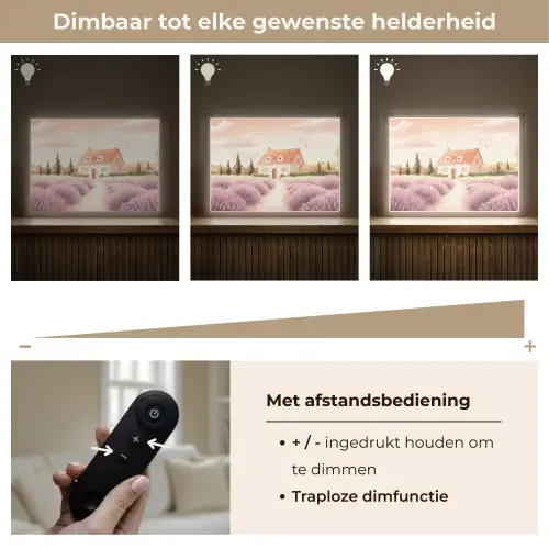 Lavendelveld - Huis - Paars Light Box met batterij (Wandlamp) middel -USP_dimbaarNL