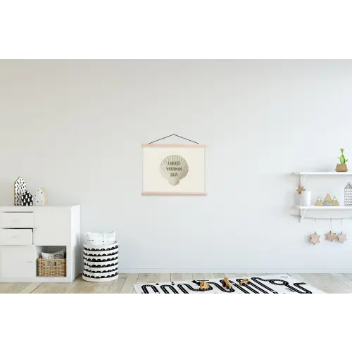 Schelp - Quote - Groen textielposter latten blank klein -kinderkamer