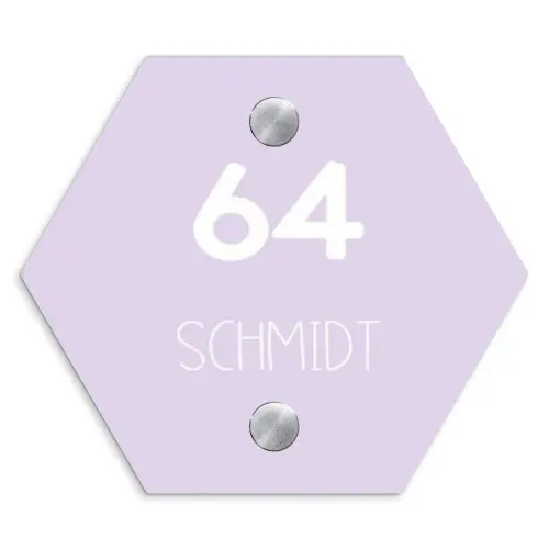 Lila - Modern Naambord Hexagon klein -3d