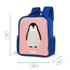Pinguïn - Stippen - Roze - Minimalistisch Kinderrugzak - Blauw middel -productfoto_formaten