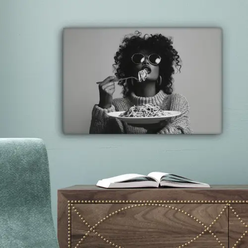 Vrouw - Pasta - Zwart - Wit canvas 2cm klein -sfeer4