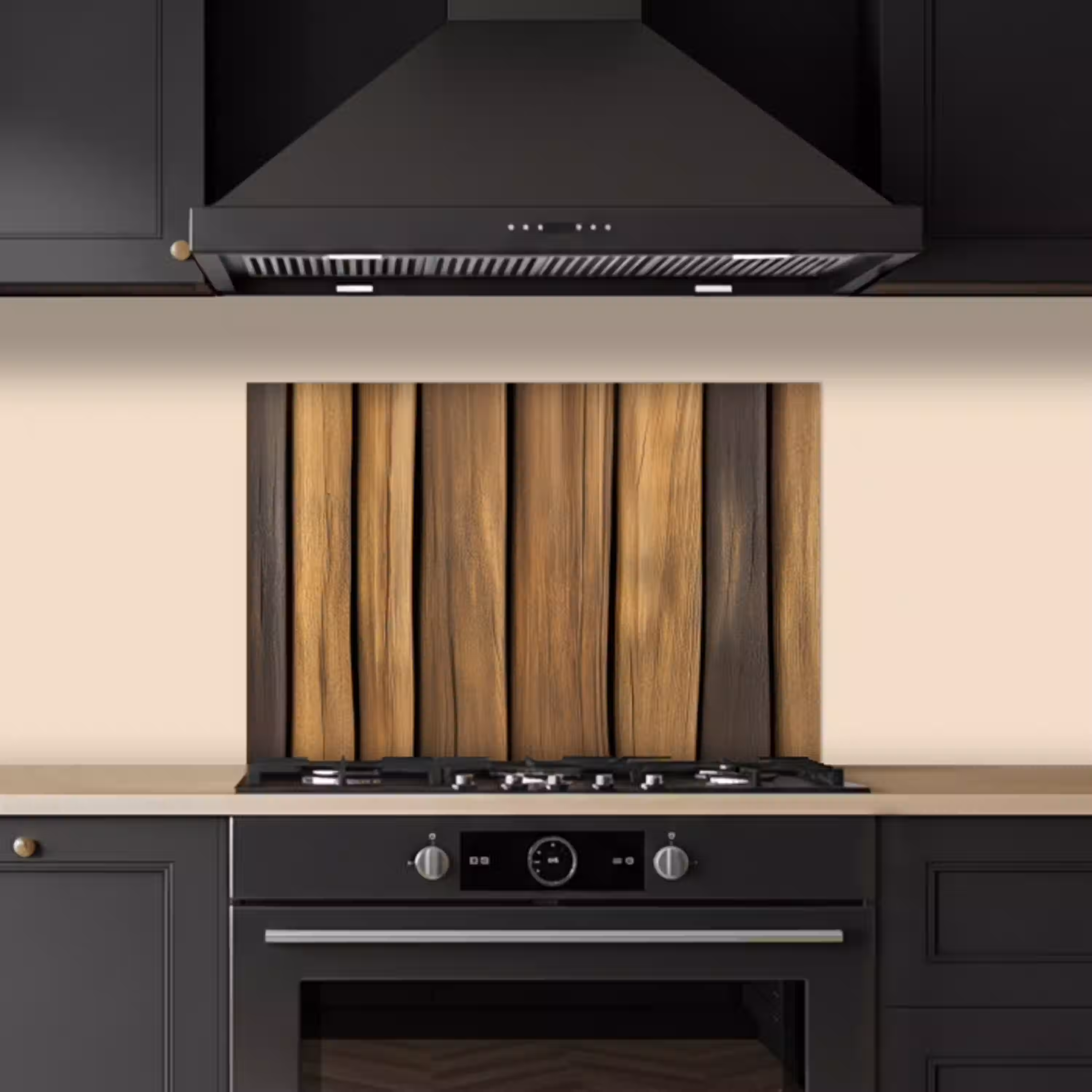 Hout - Planken - Natuurtinten keuken achterwand spatscherm klein -sfeer1