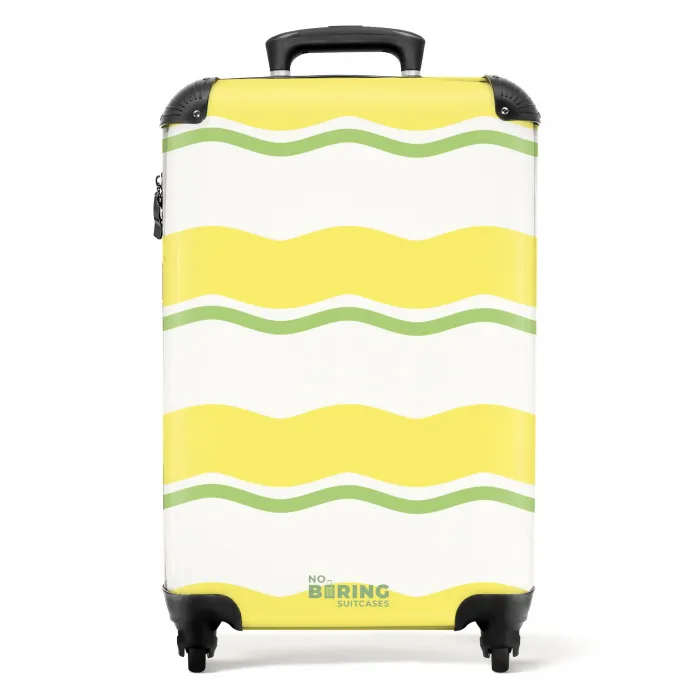Golvende strepen in geel met groen NBS - Handbagage koffer - Kinderen Unisex middel -productfoto_recht